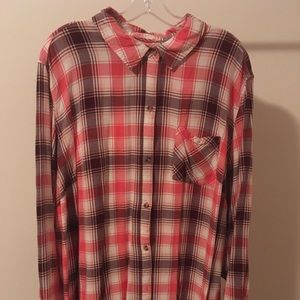 Plaid Button Down Shirt - Plus Size
